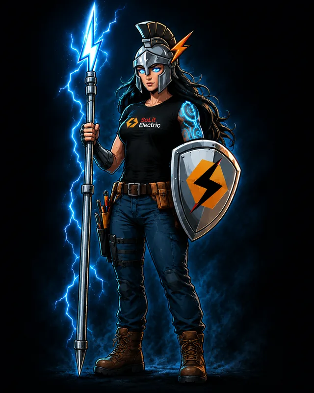 Athena, SoLit Electric's electrical warrior mascot